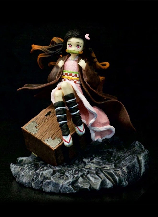 Demon Slayer: Kimetsu no Yaibasitting position Kamado Nezuko Action Figure Decorative Resin Sculpture Home Decor Statue, Art Figurine Home Ornament Decoration for Office, Living Room, Bedroom, Book Shelf, TV Cabinet, Desktop