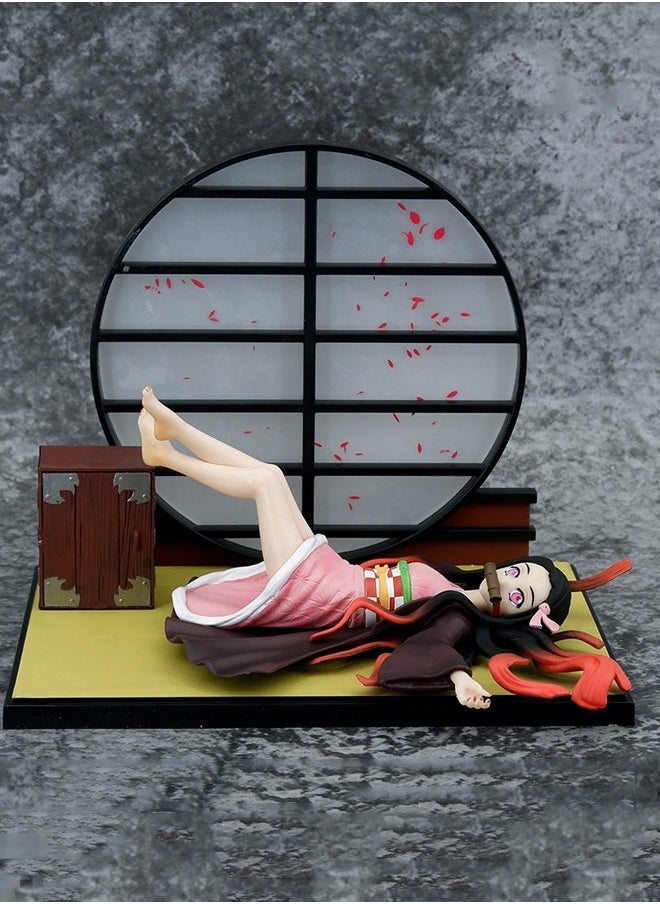 Demon Slayer: Kimetsu no Yaiba Sleeping position Kamado Nezuko Action Figure Decorative Resin Sculpture Home Decor Statue, Art Figurine Home Ornament Decoration for Office, Living Room, Bedroom, Book Shelf, TV Cabinet, Desktop