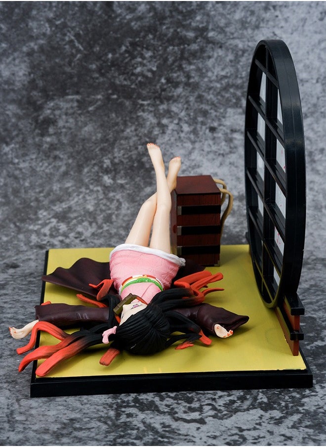 Demon Slayer: Kimetsu no Yaiba Sleeping position Kamado Nezuko Action Figure Decorative Resin Sculpture Home Decor Statue, Art Figurine Home Ornament Decoration for Office, Living Room, Bedroom, Book Shelf, TV Cabinet, Desktop