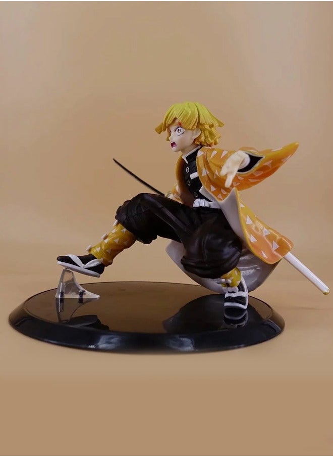 Demon Slayer: Kimetsu no Yaiba Agatsuma Zenitsu(Double-headed sculpture)Action Figure Decorative Resin Sculpture Home Decor Statue, Art Figurine Home Ornament Decoration for Office, Living Room, Bedroom, Book Shelf, TV Cabinet, Desktop