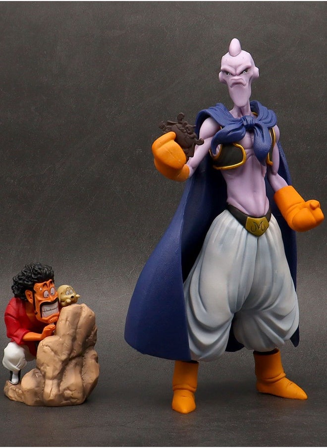 Dragon Ball Majin Buu And Mr.Satan Action Figure Decorative Resin Sculpture Home Decor Statue, Art Figurine Home Ornament Decoration for Office, Living Room, Bedroom, Book Shelf, TV Cabinet, Desktop