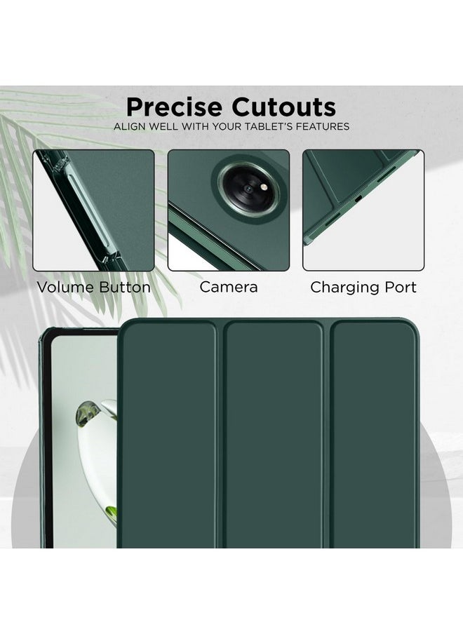Robustrion Cover for OnePlus Pad Go Cover Case, Trifold Flip Case Cover for OnePlus Pad GO 11.35 inch with Translucent Back [Support Auto Sleep Wake] - Dark Green