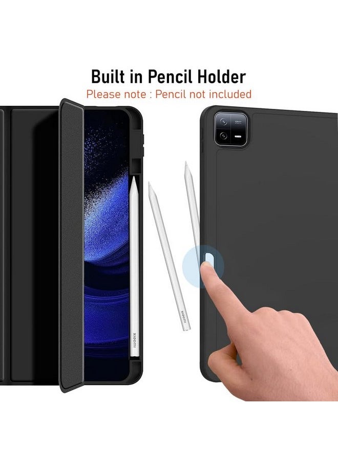 Robustrion Cover for Xiaomi Mi Pad 6 Cover, Trifold Flip Case Cover with Pencil Holder for Xiaomi Mi Pad 6 11 inch, Support Auto Sleep Wake - Black
