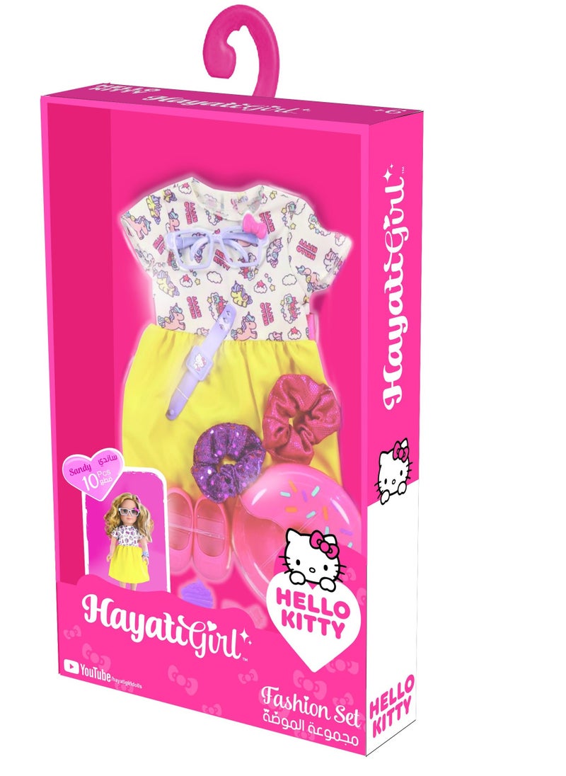 Hayati Girl Hello Kitty Fashion Set | Pretend Play | Fashion Dress for 18-Inches Doll | Dress Up | Gift for Kids and Teens | Doll not Included