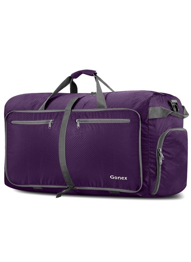 Gonex 40L Packable Travel Duffle Bag for Boarding Airline, Lightweight Foldable Gym Duffle Water Repellent & Tear Resistant Purple