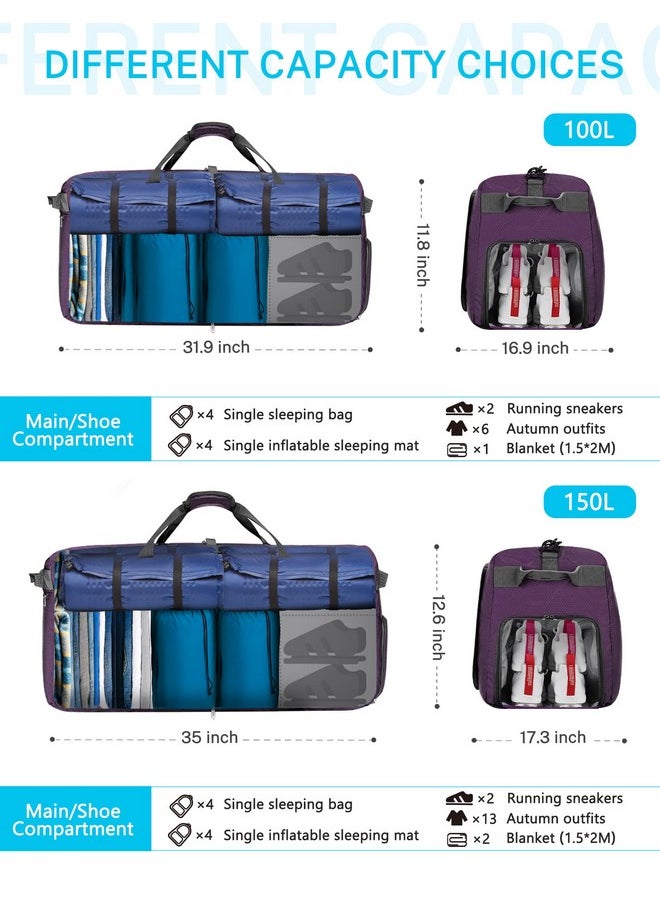 Gonex 40L Packable Travel Duffle Bag for Boarding Airline, Lightweight Foldable Gym Duffle Water Repellent & Tear Resistant Purple