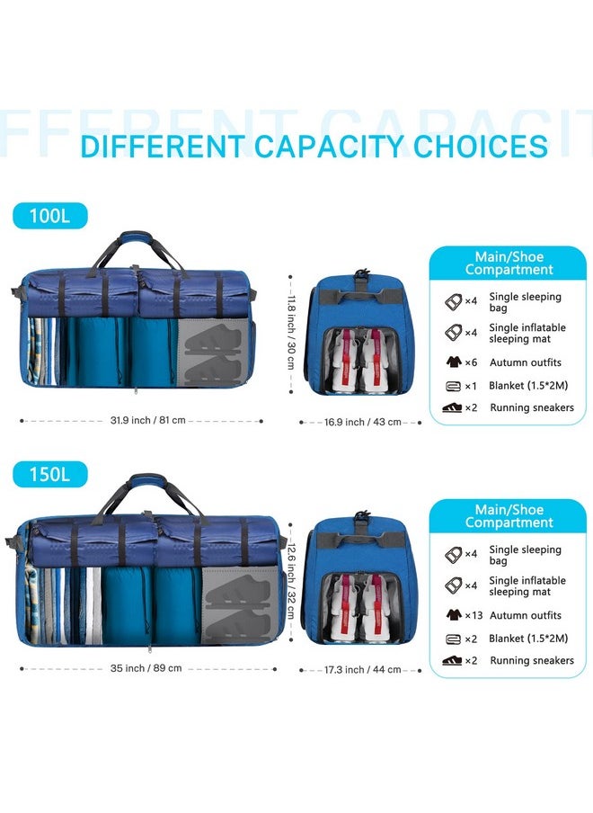 Gonex 60L Packable Travel Duffle Bag Foldable Duffel Bags for Luggage Gym Sports Camping Travelling Cycling Storage Shopping Water & Tear Resistant Deep Blue