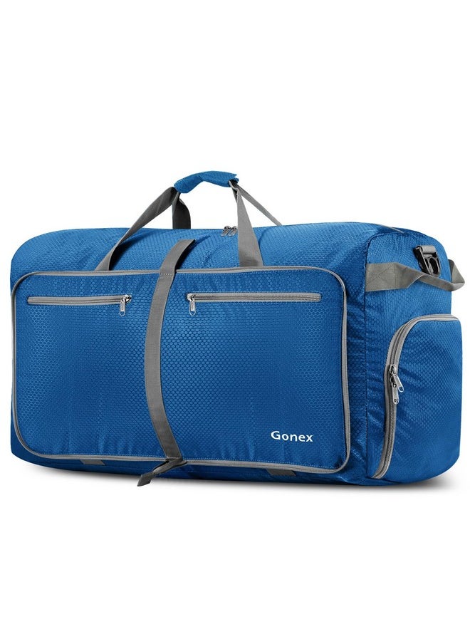 Gonex 60L Packable Travel Duffle Bag Foldable Duffel Bags for Luggage Gym Sports Camping Travelling Cycling Storage Shopping Water & Tear Resistant Deep Blue