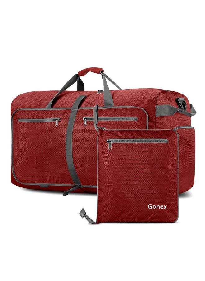 Gonex Large Foldable Travel Duffle Bag 150L Red with Shoes Compartment, Lightweight Packable Water Repellent for Gym Weekender Camping Bag