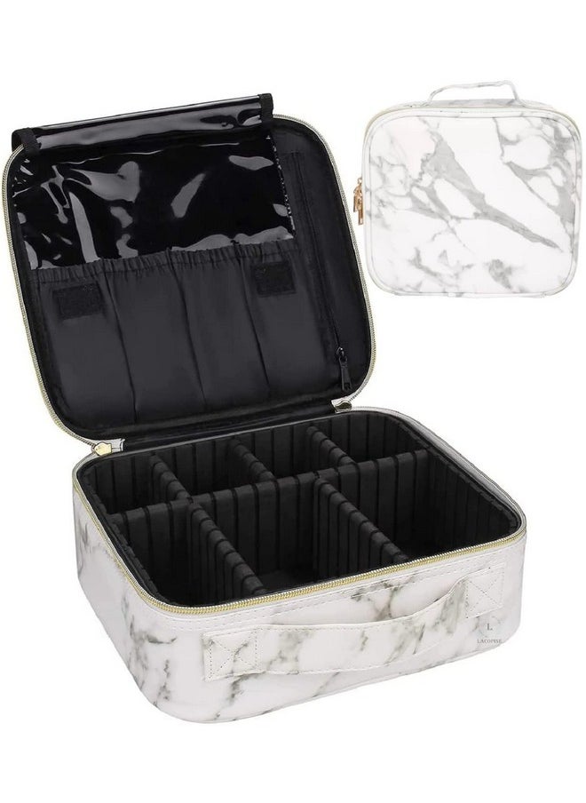 LACOPINE Travel Makeup Case, Professional Cosmetic Makeup Bag Organizer, Accessories Case, Tools Case for Women (Marble Pattern, 10 INCH (1 Layer))