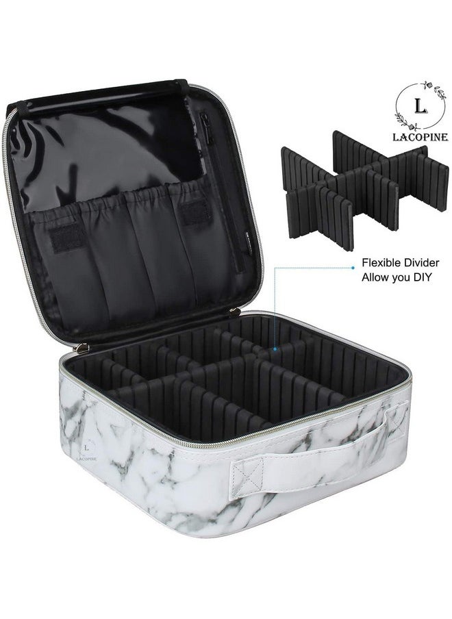 LACOPINE Travel Makeup Case, Professional Cosmetic Makeup Bag Organizer, Accessories Case, Tools Case for Women (Marble Pattern, 10 INCH (1 Layer))
