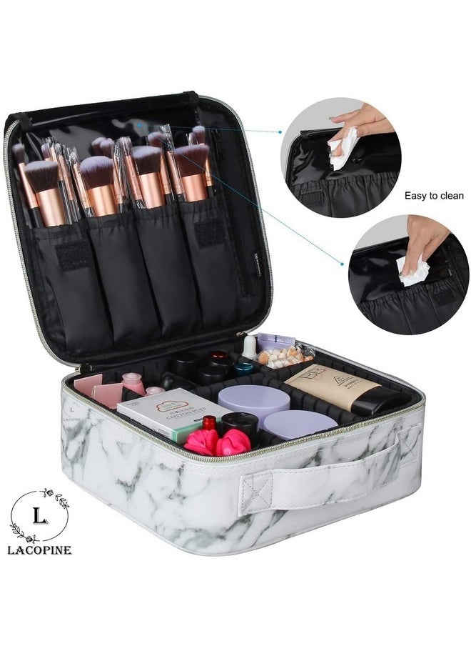 LACOPINE Travel Makeup Case, Professional Cosmetic Makeup Bag Organizer, Accessories Case, Tools Case for Women (Marble Pattern, 10 INCH (1 Layer))