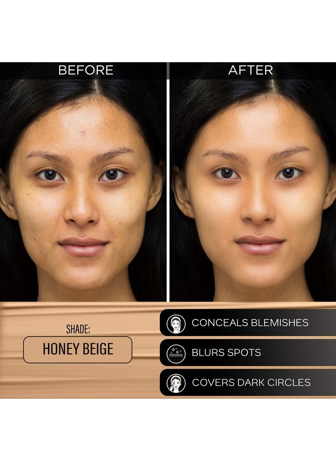 FACESCANADA All Day Hydra Matte Foundation|3-In-1 Foundation + Moisturizer Cream +Spf 30|24 Hr Aloe Hydration&Vitamin C|10Hr Long Wear|Medium To High Buildable Coverage|Honey Beige 031|25Ml,Pack Of 1