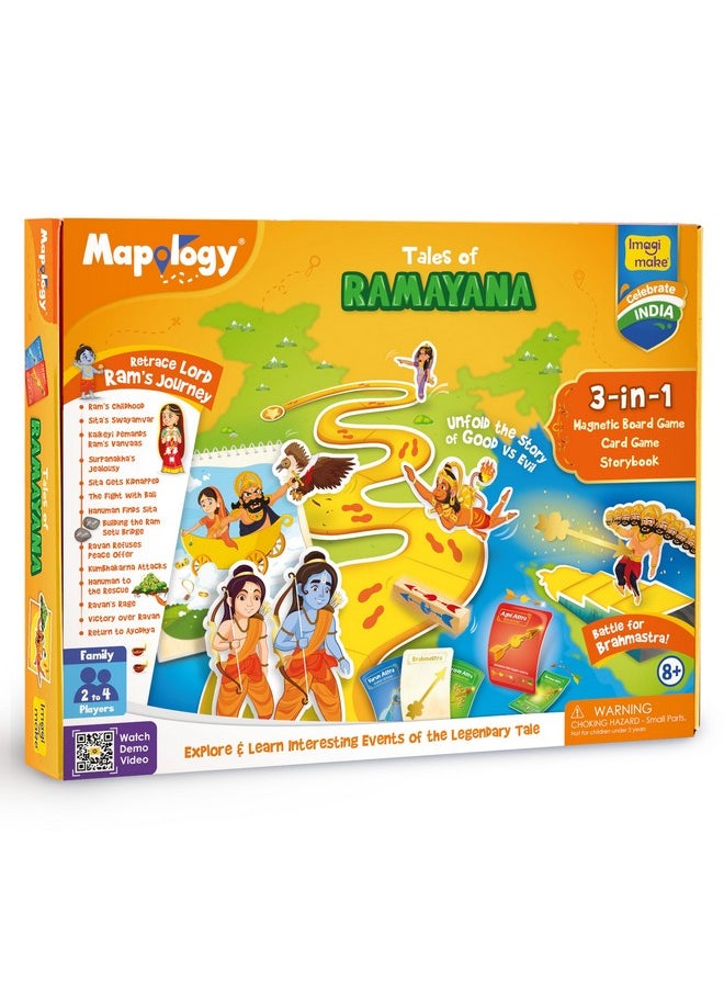Imagimake Mapology Tales of Ramayana | 3-in-1 Fun Family Board Game | Magnetic Path Puzzle | Ramayana Storybook | Trump Cards| Gifts for Kids Age 8,9,10,11,12