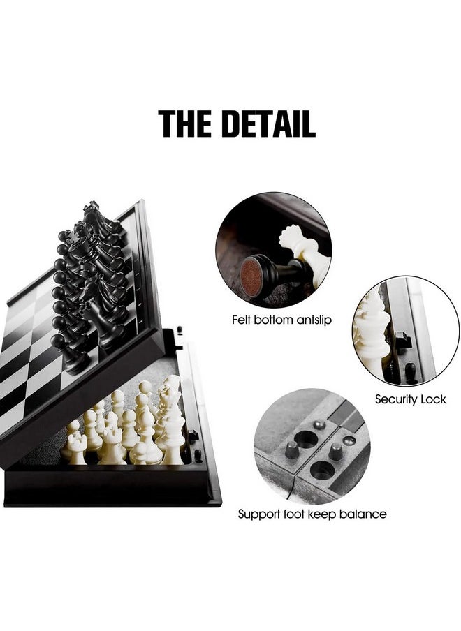 INOVERA (LABEL) Chess Board Set with Magnetic Pawns - Foldable Travel Friendly Games for Kids, Adults (Black and White)