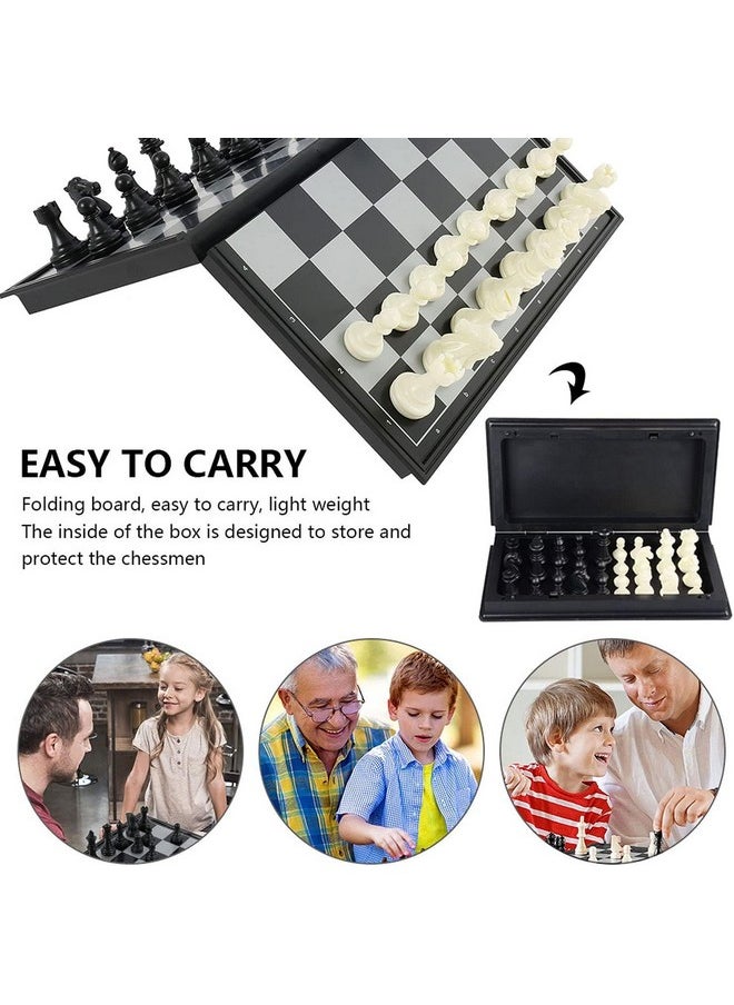 INOVERA (LABEL) Chess Board Set with Magnetic Pawns - Foldable Travel Friendly Games for Kids, Adults (Black and White)