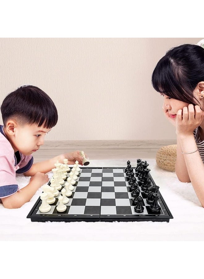 INOVERA (LABEL) Chess Board Set with Magnetic Pawns - Foldable Travel Friendly Games for Kids, Adults (Black and White)