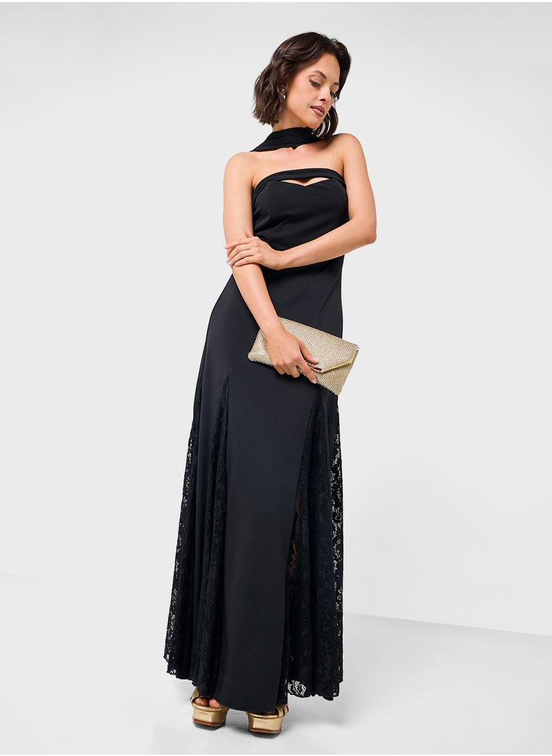 Bandeau A Line Dress With Scarf
