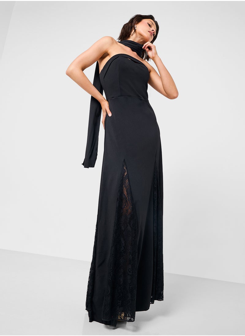 Bandeau A Line Dress With Scarf
