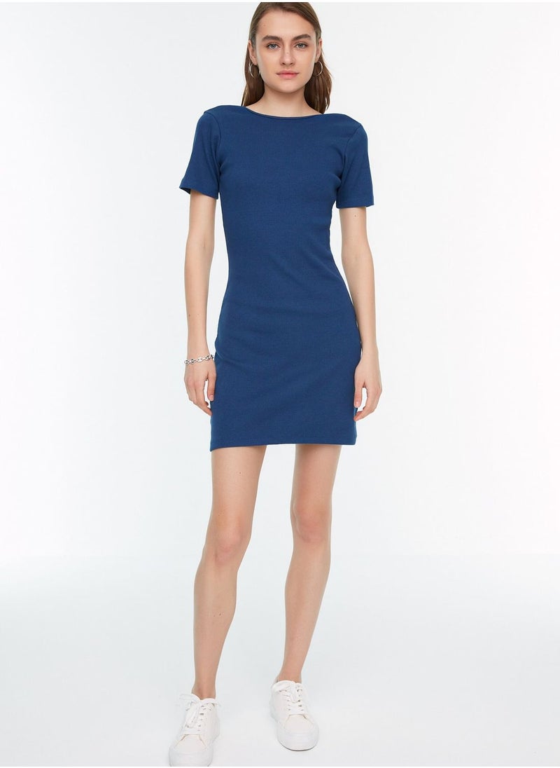Knitted Boat Neck Dress