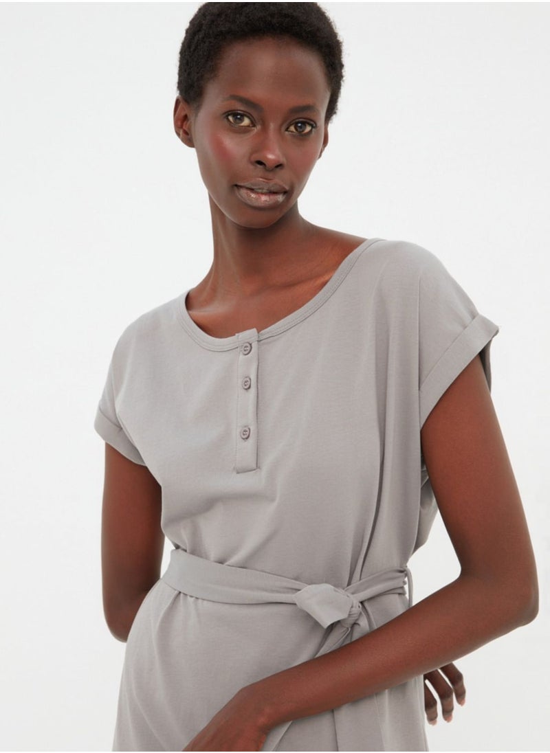 Button Detail Knitted Dress