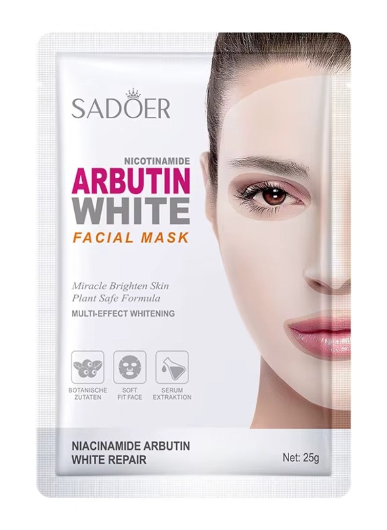 10 Pcs Nicotinamide Arbutin White Facial Mask Set Miracle Brighten White Repair Skincare Face Mask Sheet Whitening Hydrating Moisturizing Nourishing Facial Sheet Skin Care Mask for Women and Men