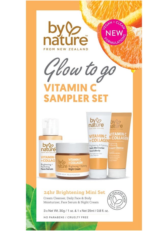 By Nature Glow To Go Vitamin C Sampler Skincare Set - Skin Care Set, Travel Size Skincare Gift Set, Skin Care Sets & Kits, Skincare Kits, Travel Skincare, Skincare Sets, Face Care Set for Women & Men