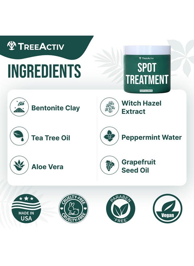 TreeActiv Spot Treatment 0.5oz + Remover Kit Bundle, Includes Spot Treatment and Remover Tool, Bentonite Clay, Tea Tree Oil, Aloe Vera, Clearer Skin in 2 Weeks