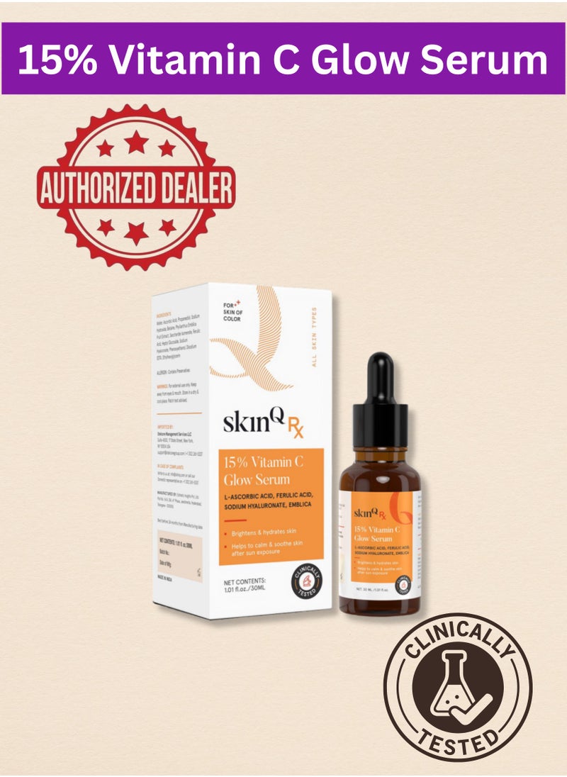15% Vitamin C Glow Serum for Radiant Skin – Brightens Face & Neck | L-Ascorbic Acid + Ferulic Acid + Hyaluronic Boost | 20ml - Registered dealer in UAE