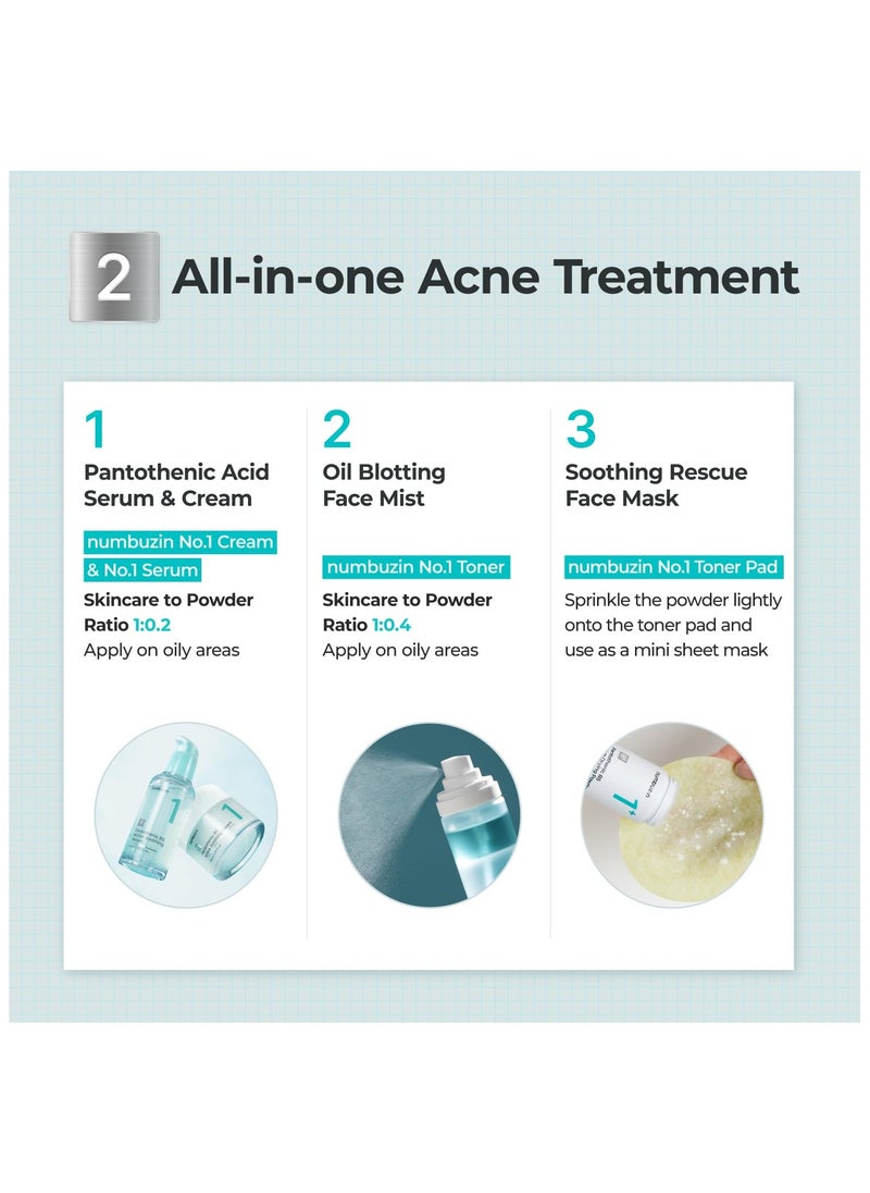 numbuzin No.1 Powder | Pantothenic B5 Active Drying Powder | Spot Treatment Acne, Pantothenic Acid, Niacinamide, Madecassoside | Excess Oil Control, Flattens Cystic Acne, Breakouts | 0.24 oz.