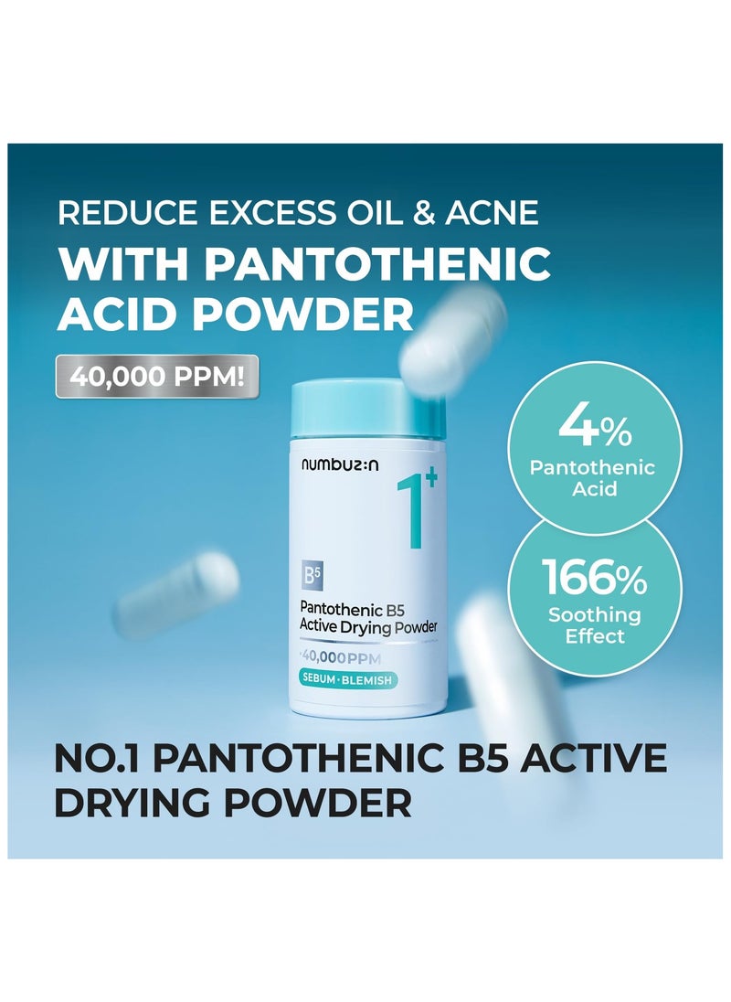 numbuzin No.1 Powder | Pantothenic B5 Active Drying Powder | Spot Treatment Acne, Pantothenic Acid, Niacinamide, Madecassoside | Excess Oil Control, Flattens Cystic Acne, Breakouts | 0.24 oz.