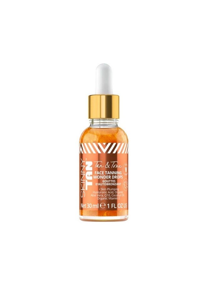 Skinny Tan Tan and Tone Self Tanning Drops for Your Face - Gradual Tan Drops Serum with Hyaluronic Acid - Transforms Skincare into Gradual Tanner - Helps Even Skin Tone and Enhance Complexion - 1 oz