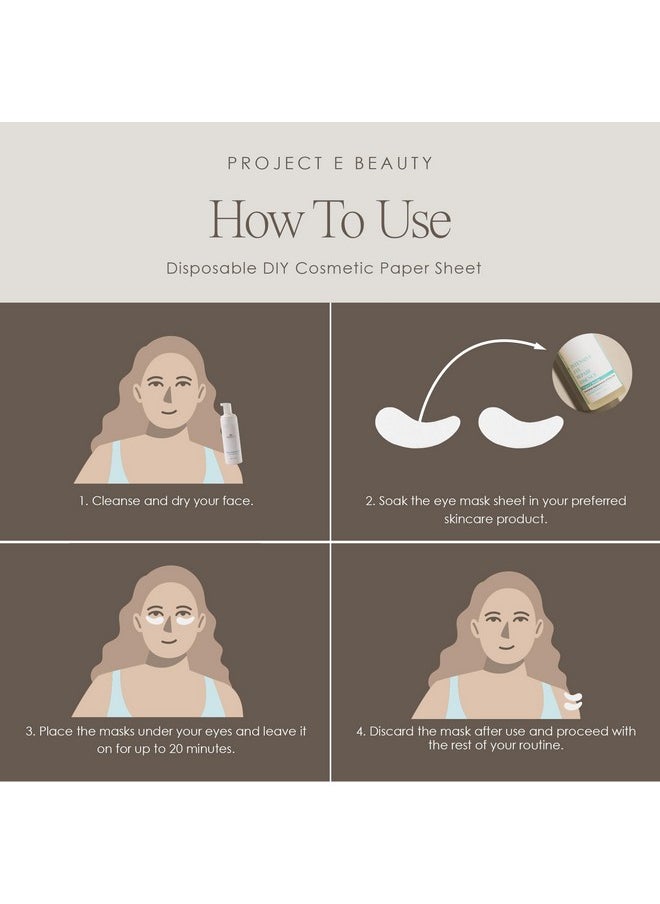 Project E Beauty 500pcs Disposable DIY Non-Woven Eye Mask Paper DIY Cotton Eye Care Mask | for Skincare & Spa Salon Use | Cosmetic Facial Paper for Toner, Serum, or Lotion (500, Eye Zone)