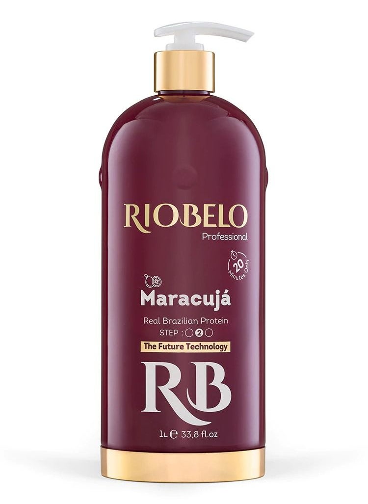 Hair Protein, Maracujá Protein Treatment for Hair, Brazilian Protein Hair for Normal & Curly Hair by RIOBELO Professional Real - 1L