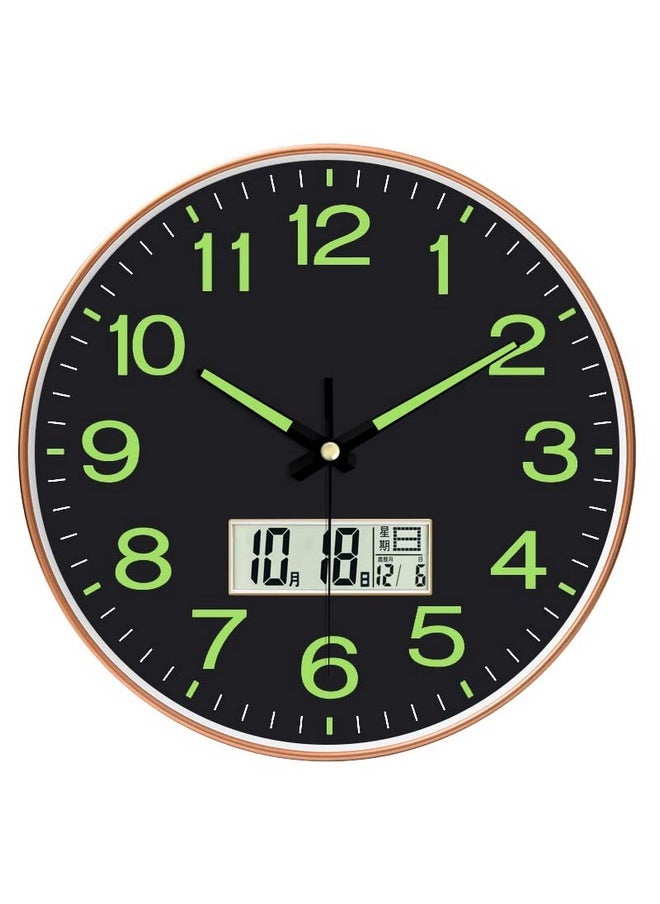 STAR WORK Quartz 12 Inches Premium Wall Clock for Home Stylish Latest Modern Design | Non Ticking Silent Wall Clock - Zero Sound & Disturbance Analog Clock (Radium Black Digital Clock)