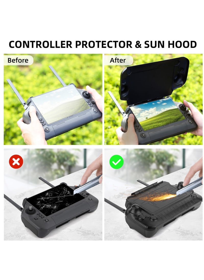 2 in 1 Controller Sun Hood,  RC Joysticks Protector Sunshade, Remote Controller Protection Accessories (Black)