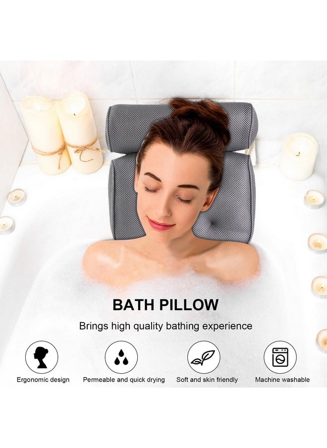 Large Size Non-Slip Spa Bathtub Pillow With 6 Powerful Suction Cups, Ergonomic Shoulder And Neck Support, Universal Fit For Any Size Tub, Ideal For Home Spa And Relaxation 14.2 X 13 X 3.7 Inc