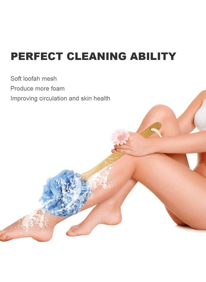 Loofah With Handle, Loofah On A Stick, Loofah Sponge With Handle, Pe Soft Mesh Luffa, Exfoliating Luffa On A Stick For Men And Women