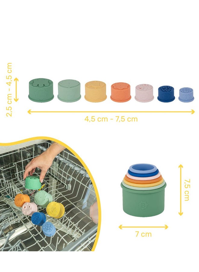 Baby Stackable Silicone Bath Cups  - Multicolour, The Stackable Silicone Bath Cups To Develop Baby'S Creativity And Motor Skills