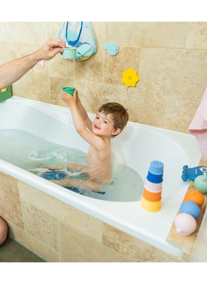 Baby Stackable Silicone Bath Cups  - Multicolour, The Stackable Silicone Bath Cups To Develop Baby'S Creativity And Motor Skills