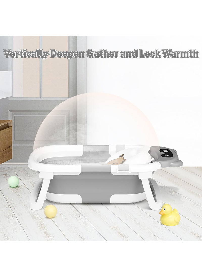 Baby Portable Foldable Bathtub For Newborn to Toddler With Soft Cushion Water Plug And Anti Slip Support Legs No-Slip Hanging And Detachable Bathtub