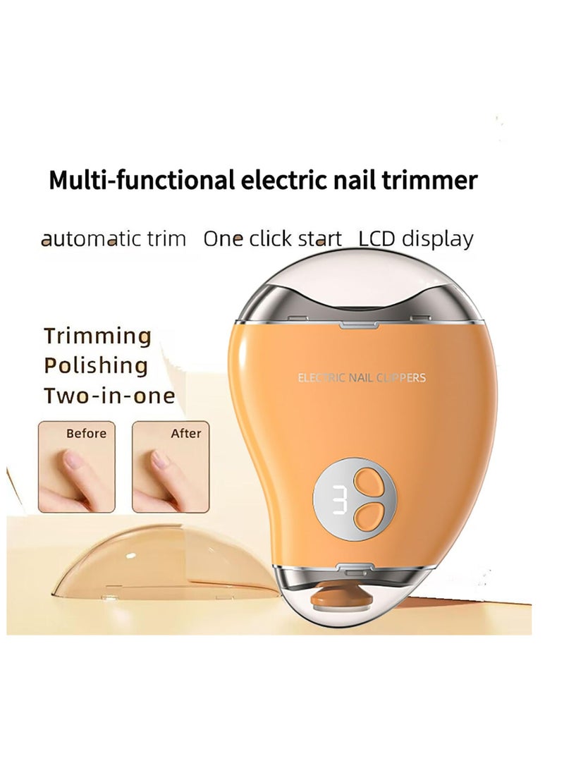 Automatic Electric Nail Clipper, LCD Digital Display, Nail Polisher 2 in 1 Design, Nail Clip Storage, USB Rechargeable Safety Fingernail Trimmer for Baby, Kids, Seniors and Caregivers