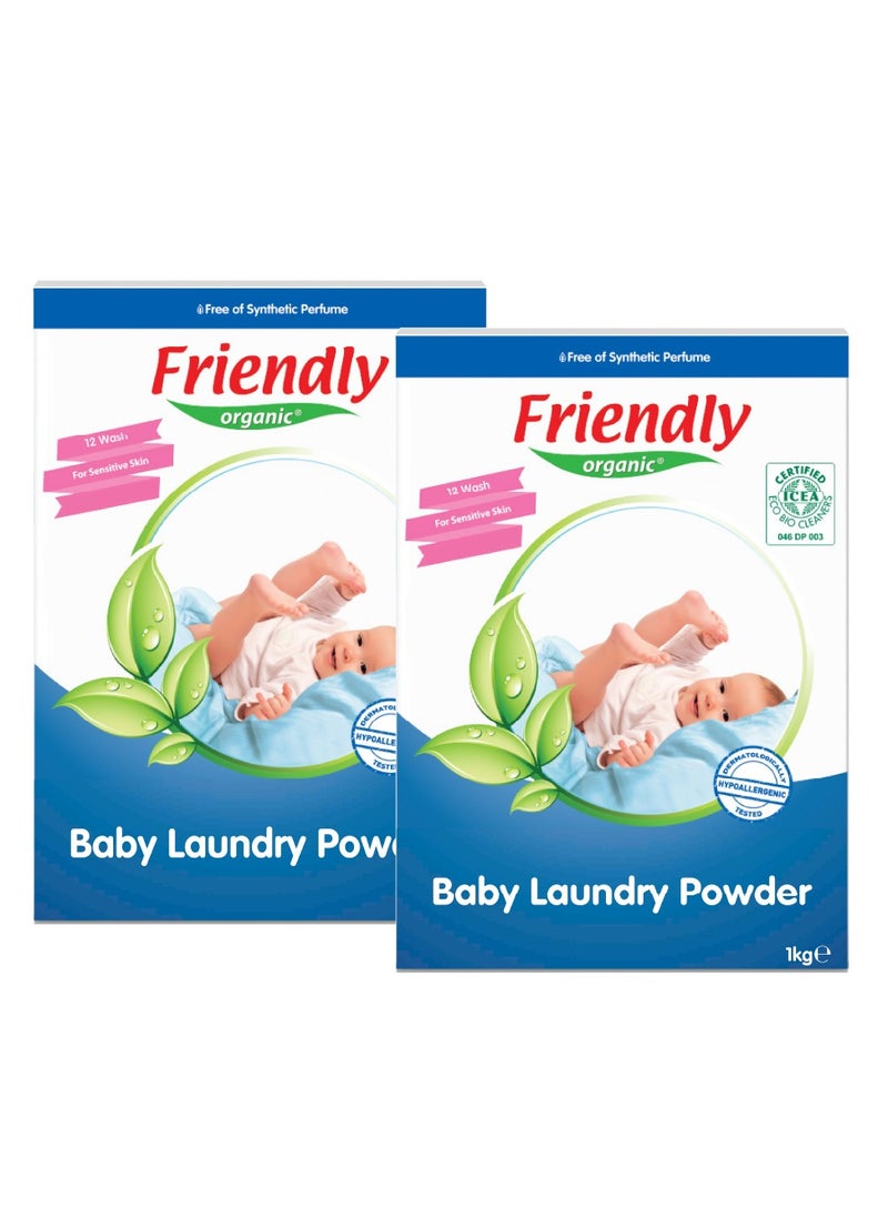 Baby Laundry Powder 1Kg x 2 - Vegan Plant Derived Ingredient, 100% Organic Detergent