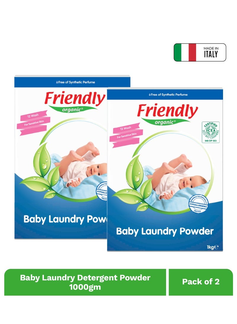 Baby Laundry Powder 1Kg x 2 - Vegan Plant Derived Ingredient, 100% Organic Detergent