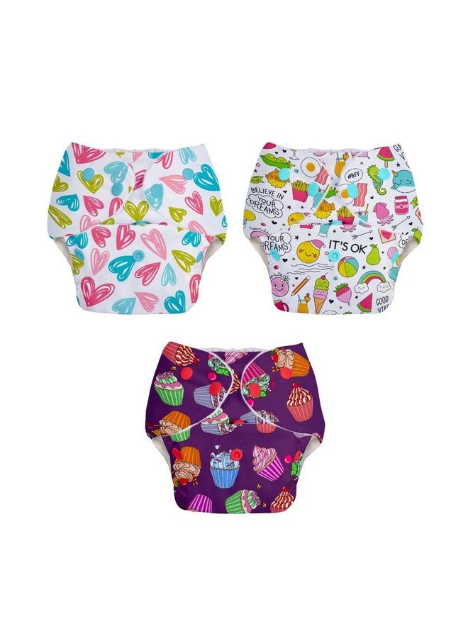 SuperBottoms BASIC EASY - Pack of 3 Assorted Freesize Washable & reusable waterproof adjustable cloth diaper for babies - Outer Shell only