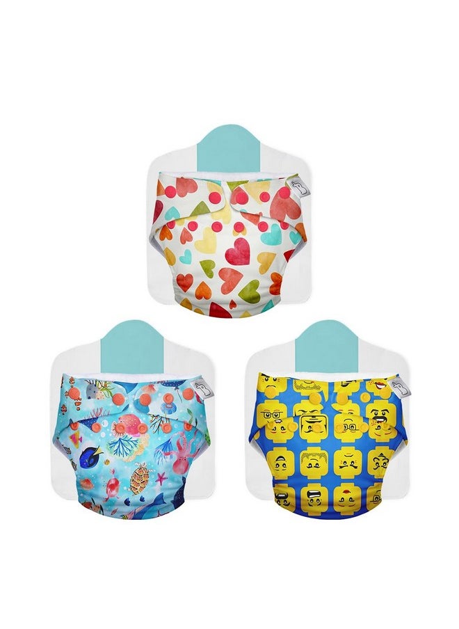 Cloth Diapers For Babies - Cloth Diaper Combo Pack Of 3 Freesize Uno- New Version| Reusable Cloth Diapers For Babies 3M To 3Y | With 3 Organic Cotton Inserts/Pads