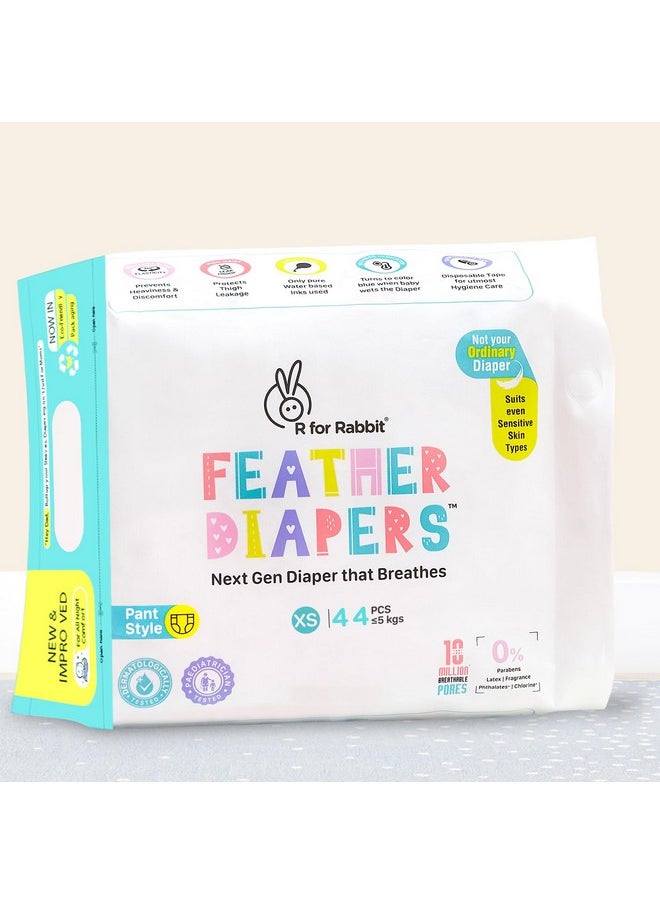 Xs New Born Premium Feather Diaper Pant Style For Baby 0 To 5 Kgs (44 Combo Pack Offer)