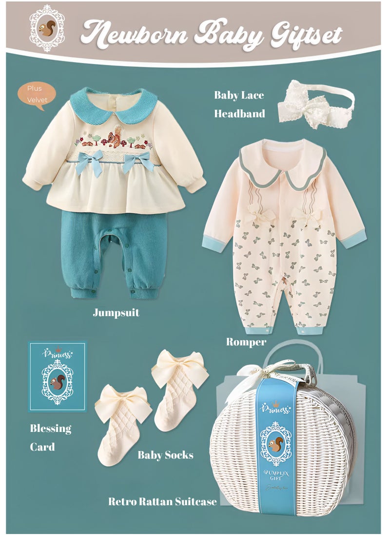 Adorable Classical style Premium Newborn Baby Gift Set for Girls in a Stylish Suitcase 7 in 1