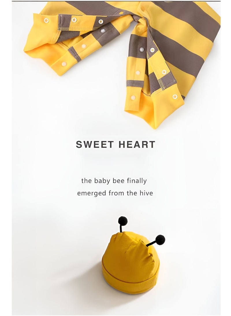 Newborn Baby Bee-Themed Baby Gift Set for 0-3 Months with wooden Toys , Jumpsuits, Romper, Bee Doll & Keepsake Suitcase for Boys and Girls