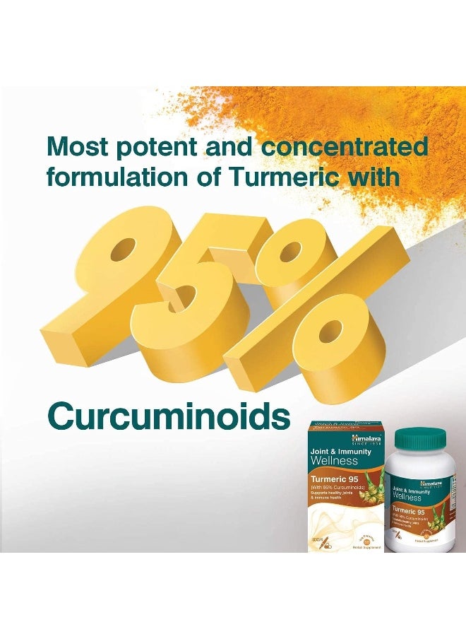 Since 1930 Herbals Turmeric 95 Herbal Veggie Caps, Curcumin, 60 Capsules